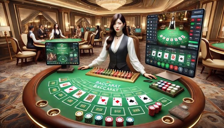 Live dealer dealing baccarat cards at sabungeros online casino table